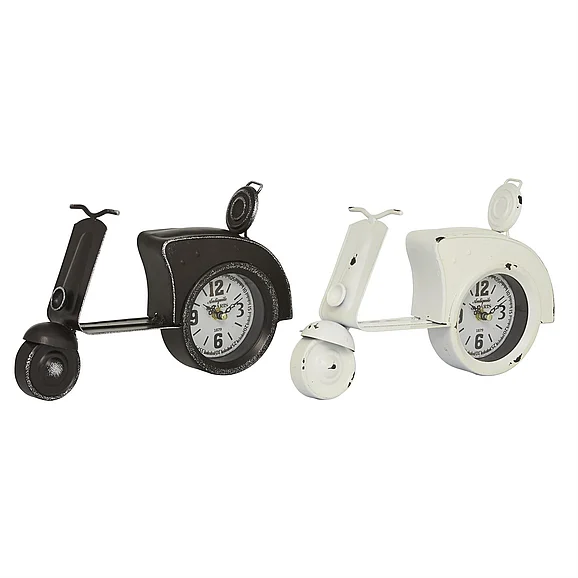 UMA Black Metal Bike Scooter Clock, 2 Assorted 13"W, 8"H | 92272 CLOSEOUT