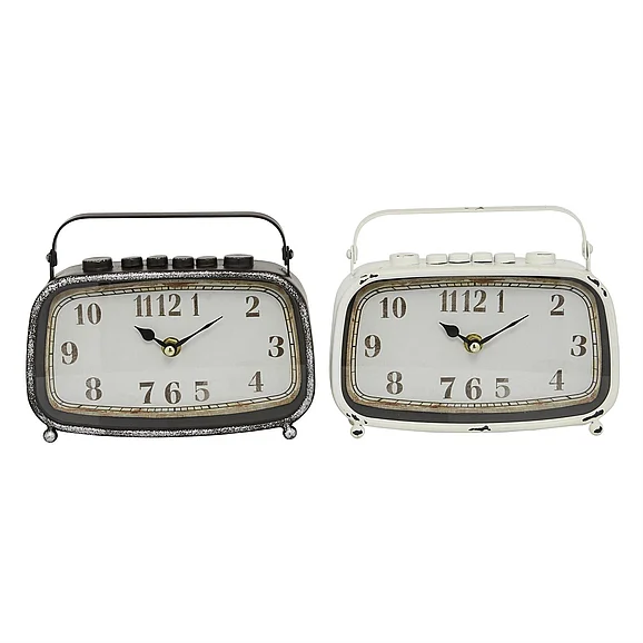 UMA Multi Colored Metal Retro Radio Style Clock, 2 Assorted 8"W, 6"H | 92277 CLOSEOUT