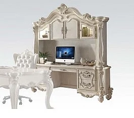 Acme Versailles Computer Desk w/ Hutch in Bone White 92278