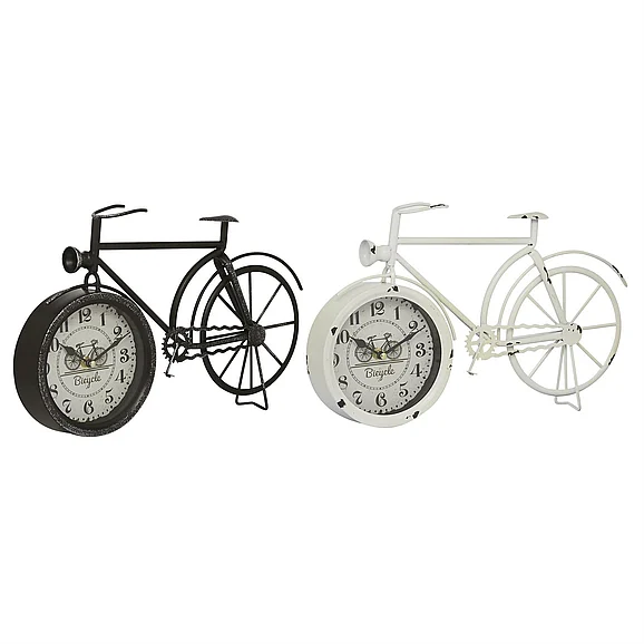UMA Black Metal Bike Decorative Clock, 2 Assorted 15"W, 9"H | 92281