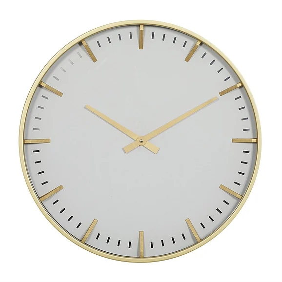 UMA CosmoLiving by Cosmopolitan Gold Glass Decorative Wall Clock with White Face, 20 x 2 x 20 | 92285