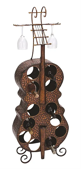 UMA Brass Metal Cello 12 Bottle Storage Standing Wine Rack, 17 x 6 x 47 | 92354