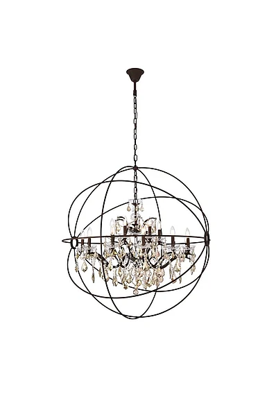 Elegant Geneva 18 Light Rustic Intent Chandelier Golden Teak (Smoky) Royal Cut Crystal 1130G43RI-GT/RC