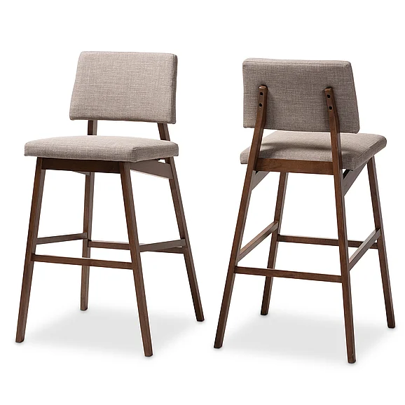 Baxton Studio Colton Light Gray Upholstered and -Bar Stool (Set of 2) 9247