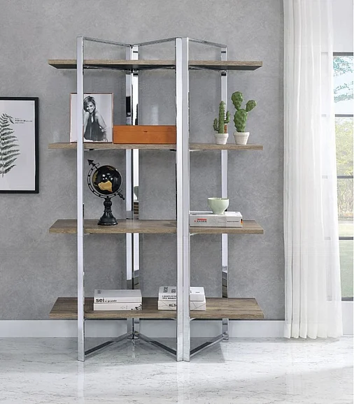 ACME Libby Bookshelf in Chrome 92545
