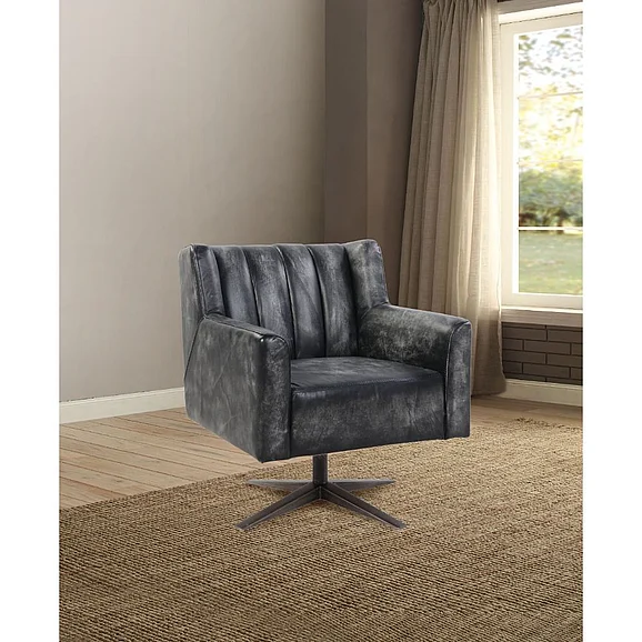 ACME Brancaster Office Chair in Vintage Black Top Grain Leather 92554