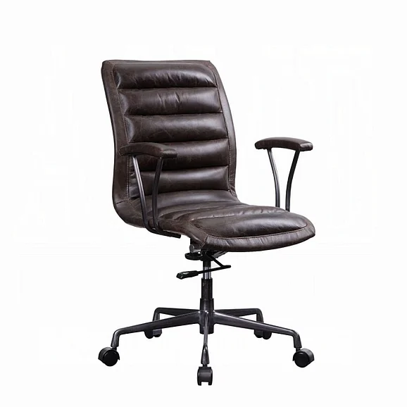 ACME Zooey Office Chair in Distress Chocolate Top Grain Leather 92558