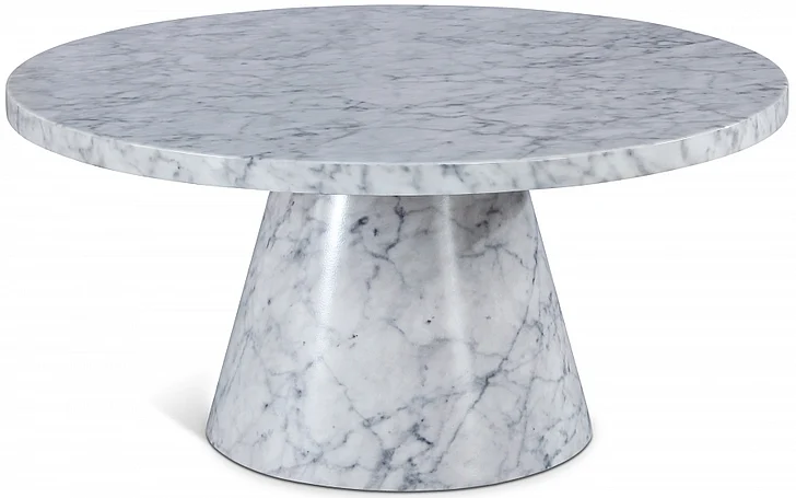 Meridian Omni 36" Coffee Table in White Faux Marble 274-CT