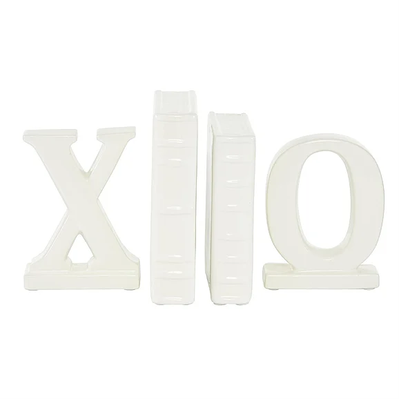 UMA CosmoLiving by Cosmopolitan White Ceramic X and O Sculpture, Set of 4 7, 6, 6, 6H | 92910