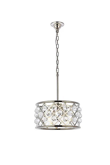 Elegant Madison 4 Light Polished Nickel Pendant Clear Royal Cut Crystal 1213D16PN/RC