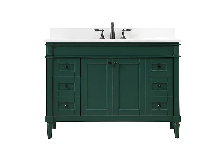 Elegant 48 In. Single Bathroom Vanity in Green with Backsplash VF31848GN-BS CLOSEOUT