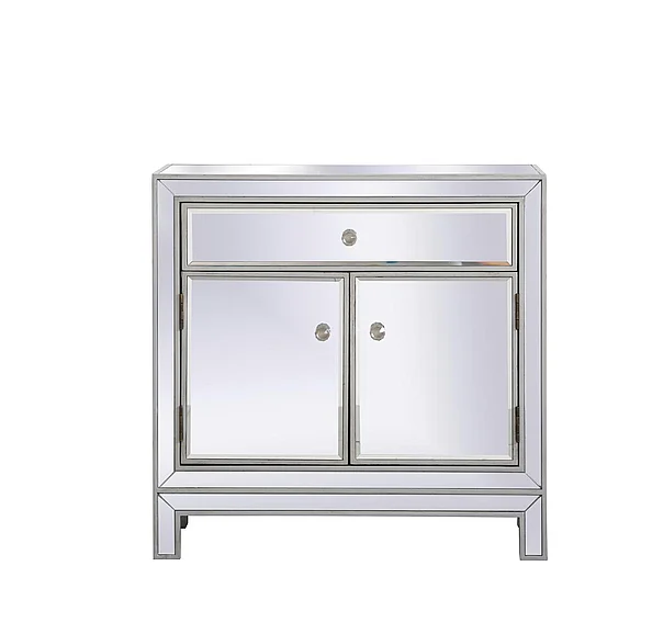 Elegant 29 In. Mirrored Cabinet in Antique Silver MF71034S