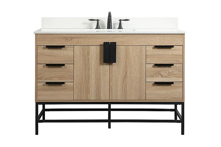 Elegant 48 In. Single Bathroom Vanity in Mango Wood with Backsplash VF488W48MW-BS