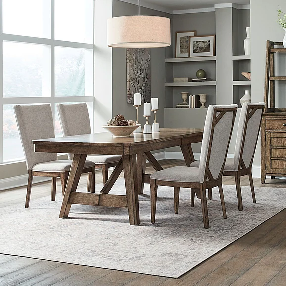 Liberty Furniture Carolina Park 5pc Trestle Table Set in Amber Brown