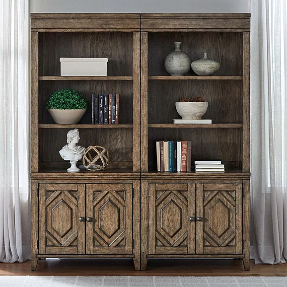 Liberty Furniture Carolina Park 2pc Bunching Bookcase in Amber Brown 930-HO201