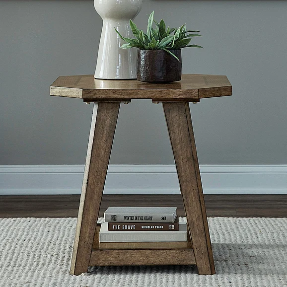 Liberty Furniture Carolina Park Octagonal End Table in Amber Brown 930-OT1021