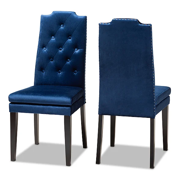 Baxton Studio Dylin Navy Blue Upholstered Dining Chair (Set of 2) 9300