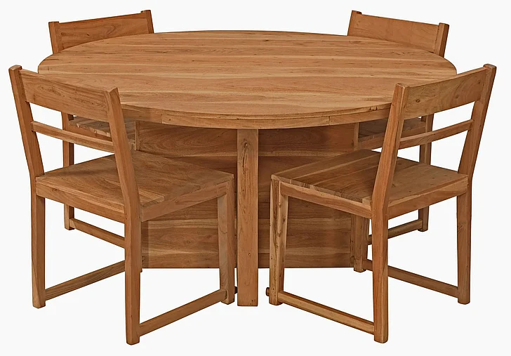 Moti Furniture Fernious 5pc Round Dining Set in Natural