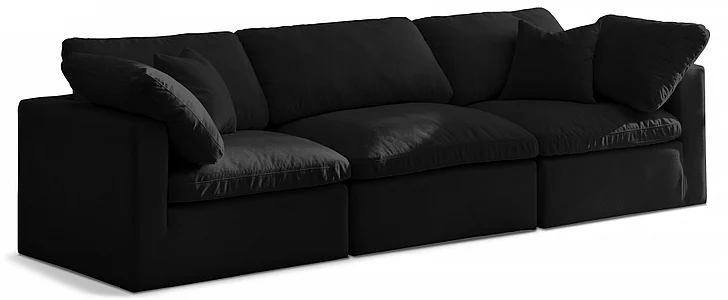 Meridian Plush Velvet Standard Comfort Modular Sofa in Black Velvet 602Black-S105