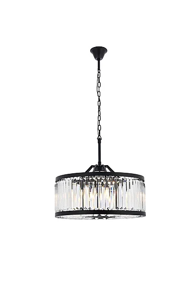 Elegant Chelsea 8 Light Matte Black Chandelier Clear Royal Cut Crystal 1233D28MB/RC
