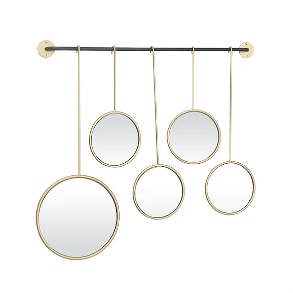 UMA CosmoLiving by Cosmopolitan Gold Metal Wall Mirror with Hanging Rod, 25" x 2" x 25" | 93380 CLOSEOUT
