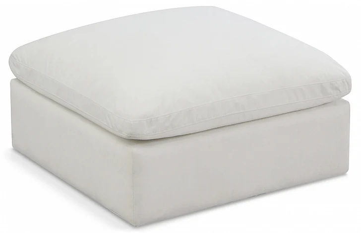 Meridian Plush Velvet Standard Comfort Modular Ottoman in Cream Velvet 602Cream-Ott