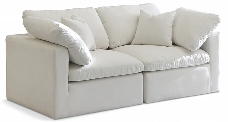 Meridian Plush Velvet Standard Comfort Modular Sofa in Cream Velvet 602Cream-S70