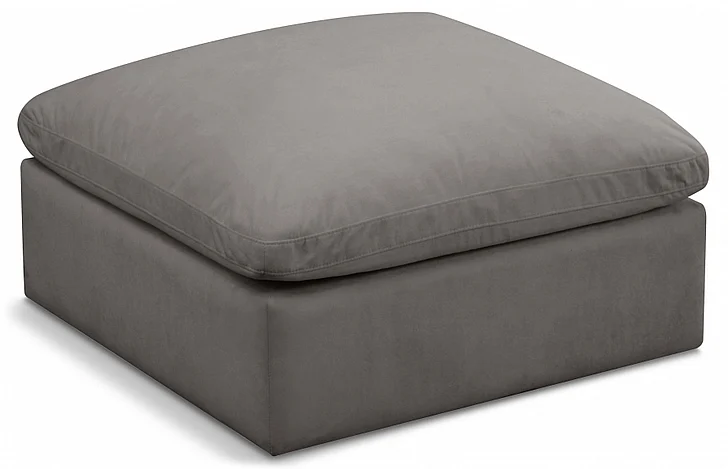 Meridian Plush Velvet Standard Comfort Modular Ottoman in Grey Velvet 602Grey-Ott