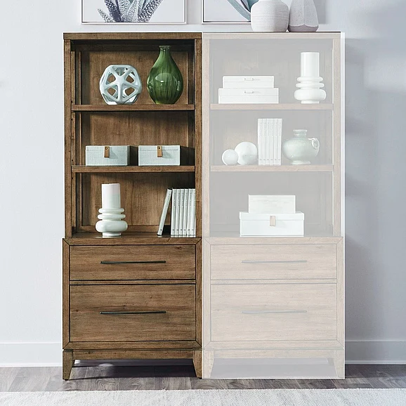 Liberty Furniture Shaker Lakes Lateral Bookcase in Harvest Brown