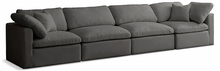 Meridian Plush Velvet Standard Comfort Modular Sofa in Grey Velvet 602Grey-S140