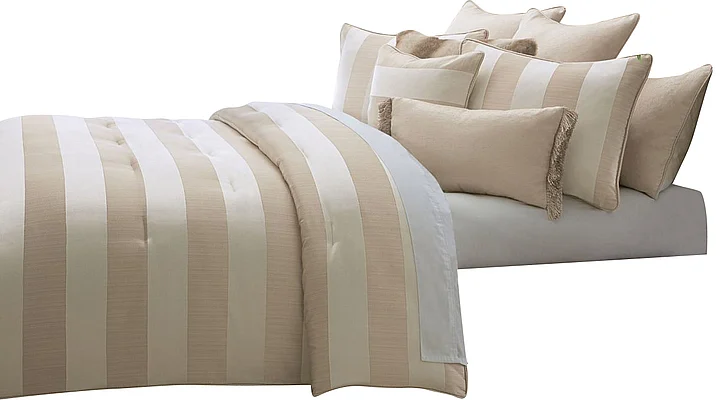 AICO Amalfi 10-pc King Comforter Set in Sand BCS-KS10-AMLFI-SND
