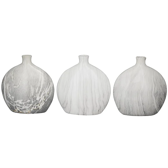 UMA Black Ceramic Faux Marble Decorative Vase, 3 Assorted 9"W, 10"H | 93688