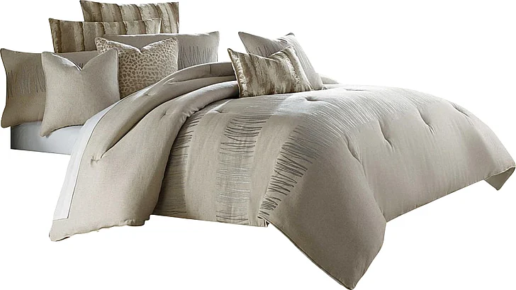 AICO Captiva 9-pc Queen Comforter Set in Neutral BCS-QS09-CAPVA-NUTR