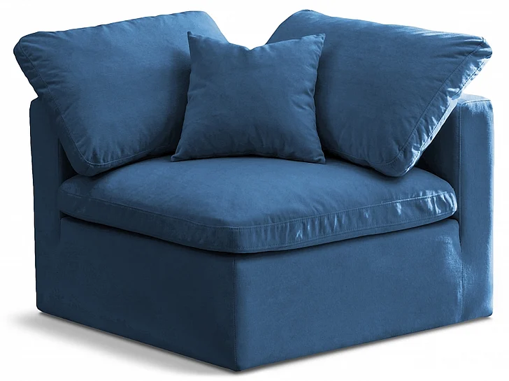 Meridian Plush Velvet Standard Comfort Modular Corner Chair in Navy Velvet 602Navy-Corner
