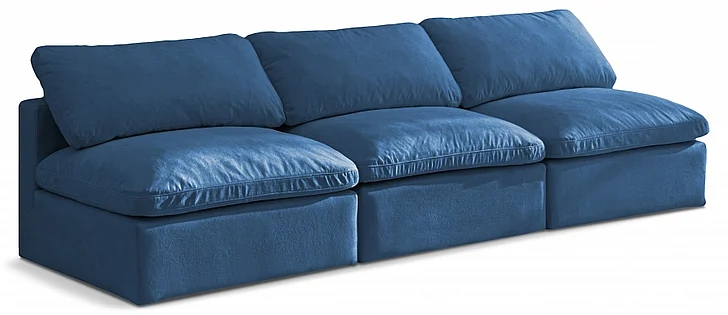 Meridian Plush Velvet Standard Comfort Modular Sofa in Navy Velvet 602Navy-S3