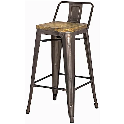 NPD Metropolis Low Back Counter Stool Wood Seat in Gunmetal (Set of 4) 938533-GM