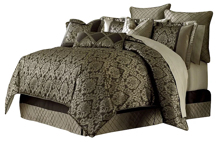 AICO Imperial 9-pc Queen Comforter Set in Bronze BCS-QS09-IMPERL-BRZ