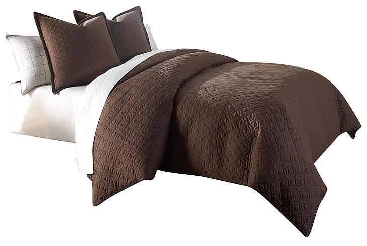 AICO Leigh 3-pc King Coverlet/Duvet Set in Cocoa BCS-KD03-LEIGH-COC