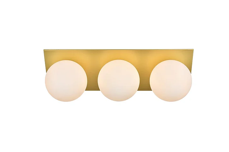 Elegant Jillian 3 Light Brass and Frosted White Bath Sconce LD7304W22BRA
