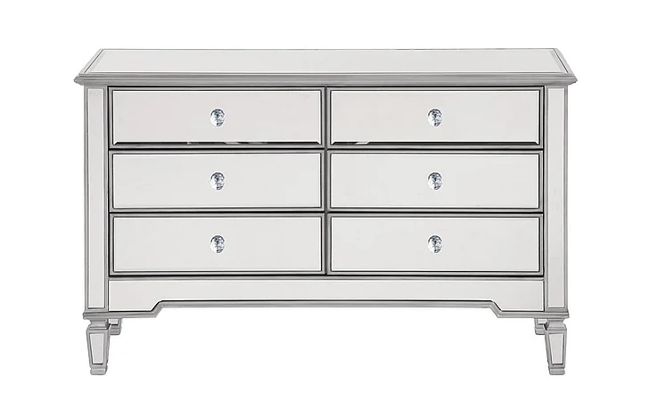 Elegant 6 Drawer Dresser 48 In. x 18 In. x 32 In. in Silver Paint MF6-1017S