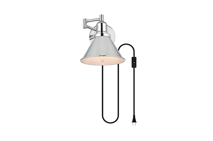 Elegant Jair 1 Light Chrome Swing Arm Plug in Wall Sconce LD7331W7CH CLOSEOUT