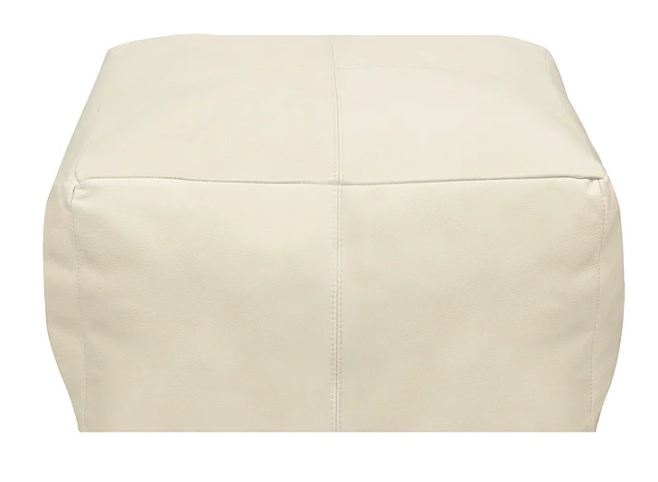 Moti Furniture Lash Java Leather Pouf in Ivory 94010018