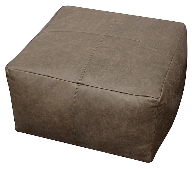 Moti Furniture Java Leather Pouf in Grey
