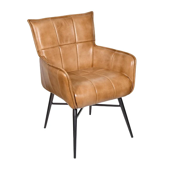 Moti Furniture Gordon Genuine Leather Arm Chair in Caramel 94011060