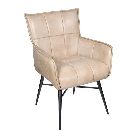 Moti Furniture Gordon Genuine Leather Arm Chair in Stone 94011062