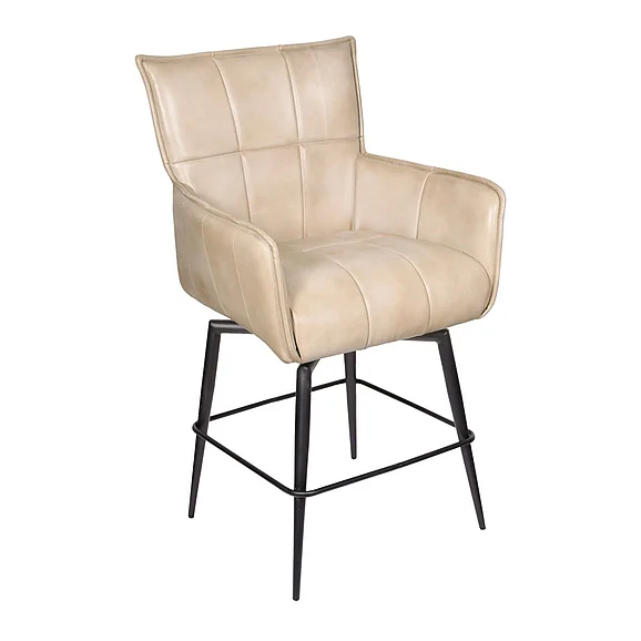 Moti Furniture Gordon Genuine Leather Counter Swivel Chair in Stone 94011064