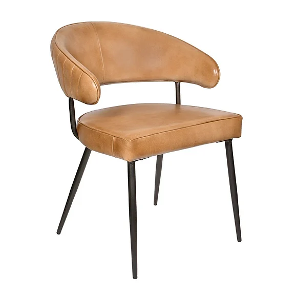 Moti Furniture Barbara Genuine Leather Side Chair in Caramel 94011065