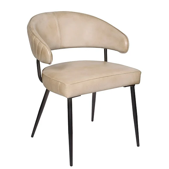 Moti Furniture Barbara Genuine Leather Side Chair in Stone 94011066