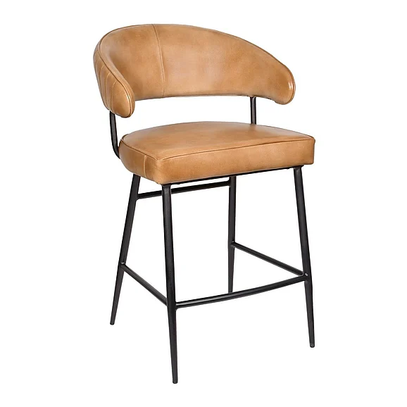 Moti Furniture Barbara Genuine Leather Counter Chair in Caramel 94011067