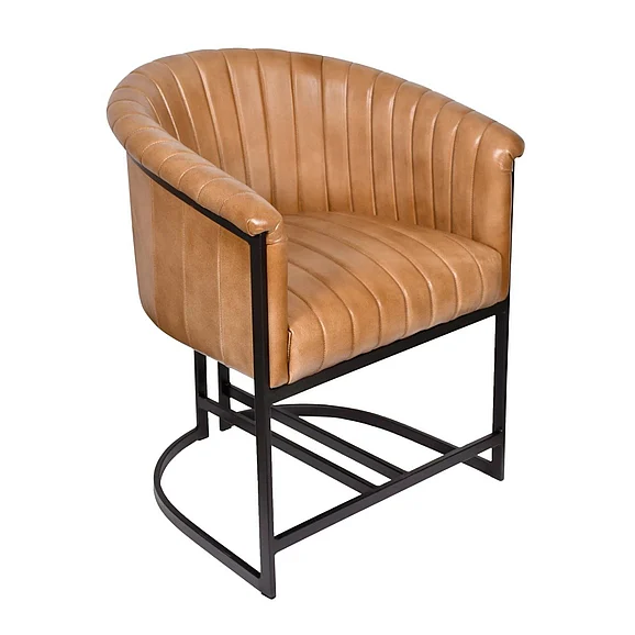 Moti Furniture Wilshire Genuine Leather Dining Chair in Caramel 94011069